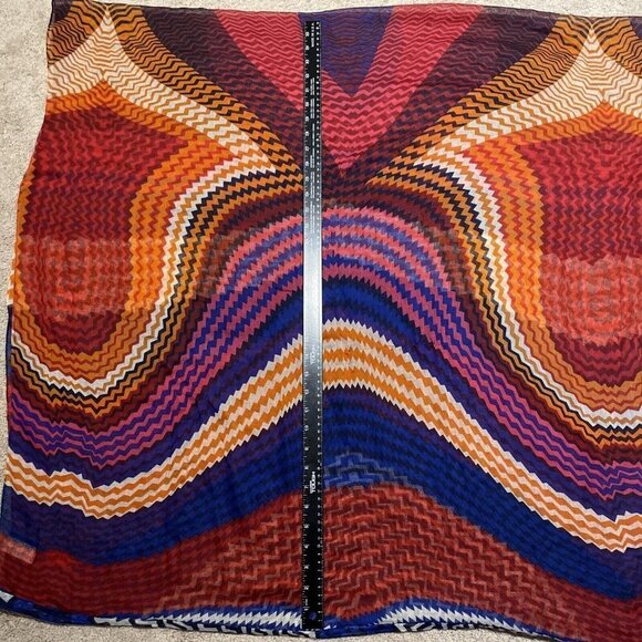 Sheer Infinity Scarf Geometric Print Design 38” x 76” Multicolor Lightweight MOD - Picture 7 of 8